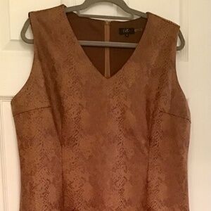 ILE New York Sleeveless Camel Caramel Reptile Print lined dress 16 SEXY CHIC